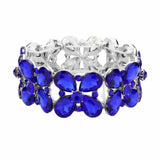 Floral Teardrop Glass Crystal Stretch Evening Bracelet - Madeline Love - Flyclothing LLC