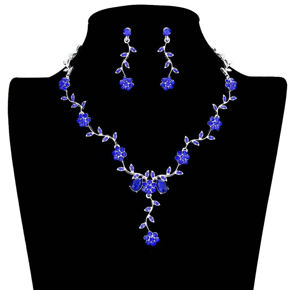 Flower Leaf Cluster Vine Rhinestone Necklace - Madeline Love - Flyclothing LLC