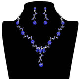 Flower Leaf Cluster Vine Rhinestone Necklace - Madeline Love - Flyclothing LLC