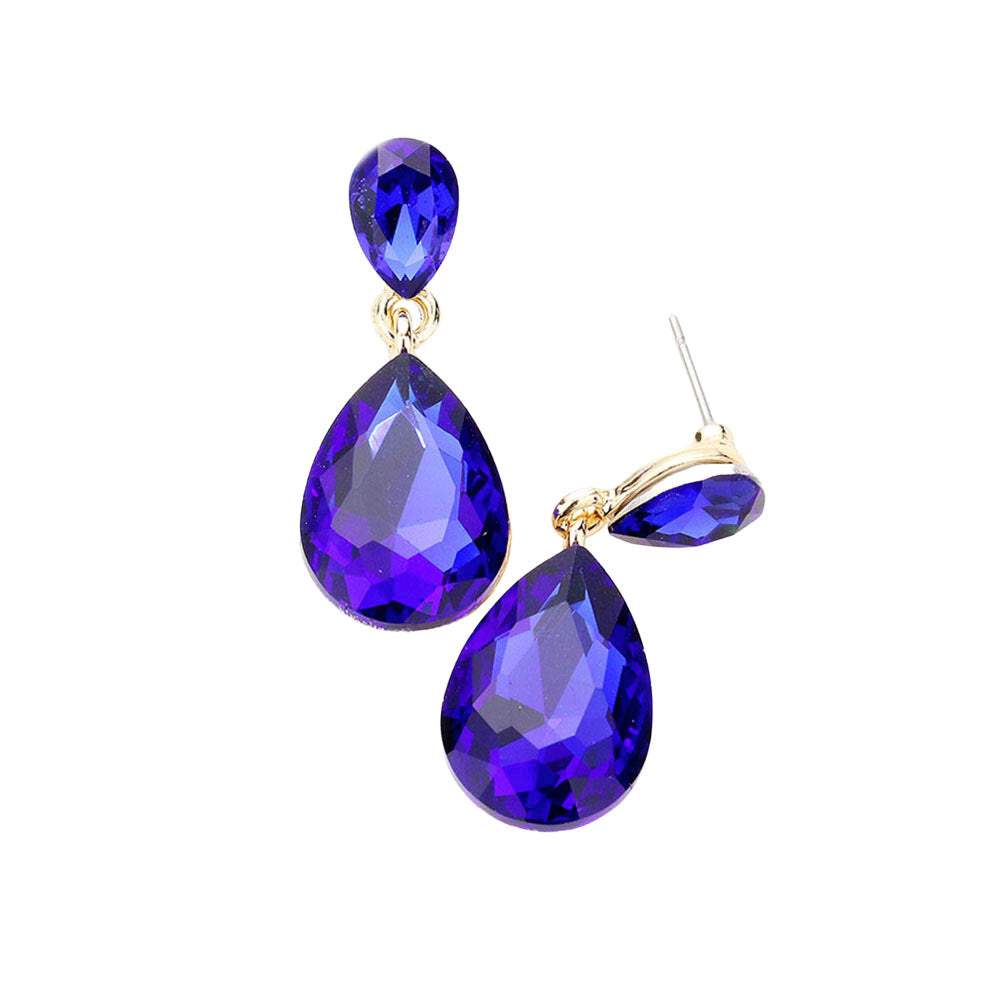 Glass Crystal Teardrop Dangle Earrings - Madeline Love - Flyclothing LLC