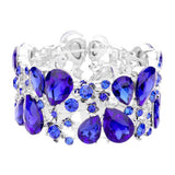 Glass Crystal Teardrop Floral Stretch Evening Bracelet - Madeline Love - Flyclothing LLC