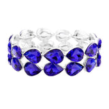 Glass Crystal Teardrop Stretch Evening Bracelet - Madeline Love - Flyclothing LLC