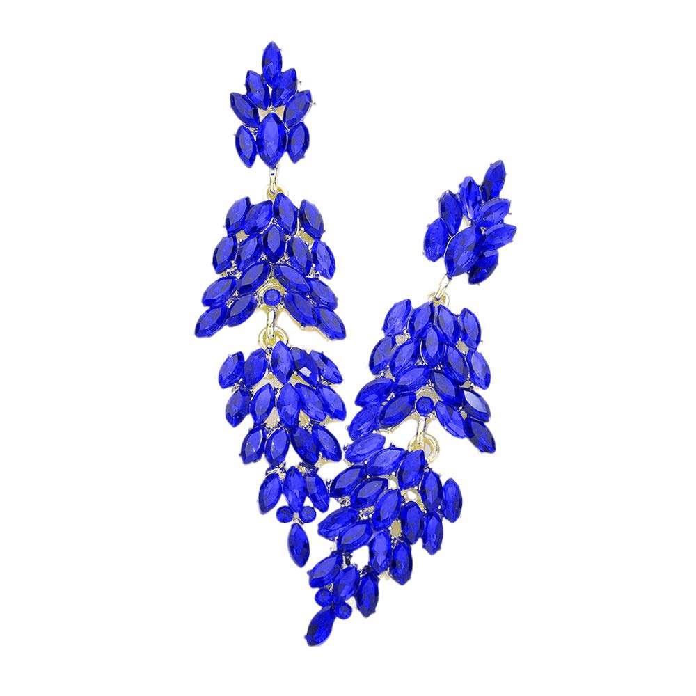 Marquise Crystal Cluster Drop Evening Earrings - Madeline Love - Flyclothing LLC