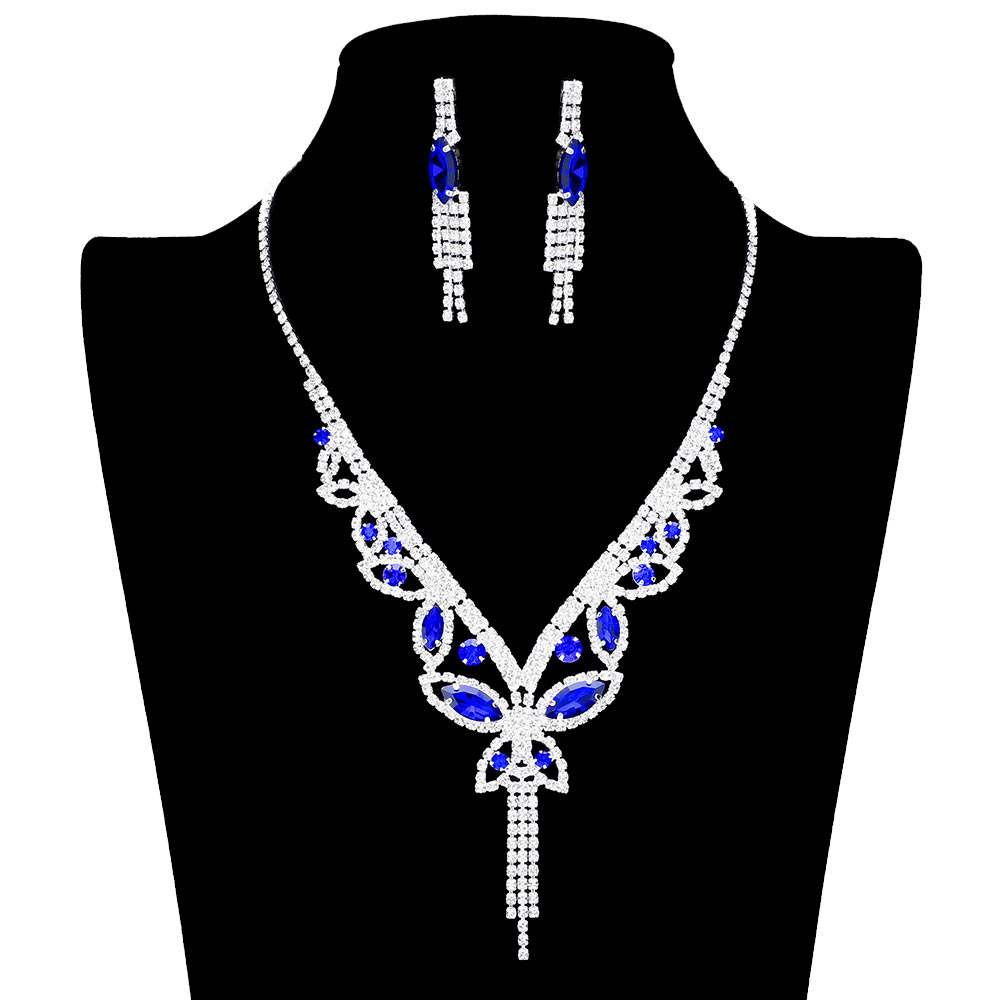 Marquise Round Stone Butterfly Rhinestone Jewelry Set - Madeline Love - Flyclothing LLC