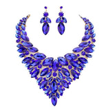 Marquise Stone Cluster Statement Evening Necklace - Madeline Love - Flyclothing LLC