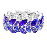 Rhinestone Pave Marquise Stone Leaf Stretch Evening Bracelet - Madeline Love - Flyclothing LLC
