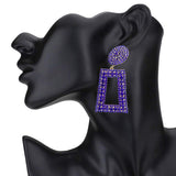Rhinestone Pave Open Rectangle Dangle Evening Earrings - Madeline Love - Flyclothing LLC