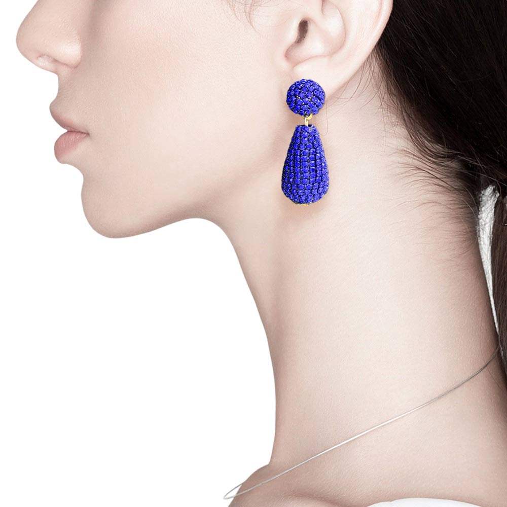 Rhinestone Teardrop Dangle Evening Earrings - Madeline Love - Flyclothing LLC