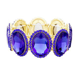 Rhinestone Trim Oval Crystal Stretch Evening Bracelet - Madeline Love - Flyclothing LLC