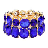 Round Emerald Cut Stone Stretch Evening Bracelet - Madeline Love - Flyclothing LLC