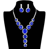 Round Stone Accented Evening Necklace Earring Set - Madeline Love - Flyclothing LLC