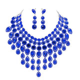 Round Teardrop Stone Cluster Evening Bib Necklace - Madeline Love - Flyclothing LLC
