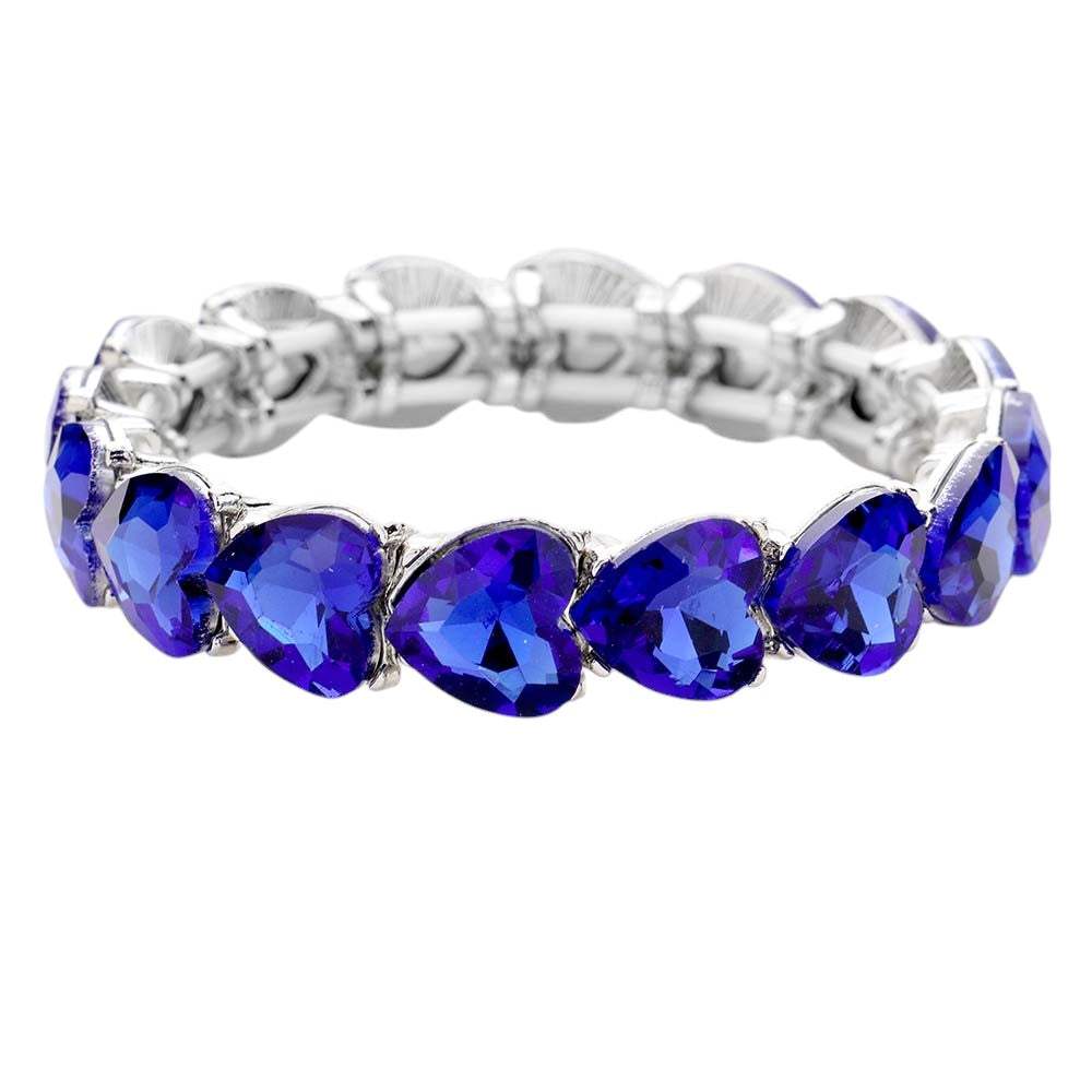 Heart Crystal Stretch Evening Bracelet - Madeline Love - Flyclothing LLC
