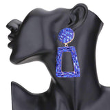 Stone Embellished Chunky Open Rectangle Evening Earrings - Madeline Love - Flyclothing LLC