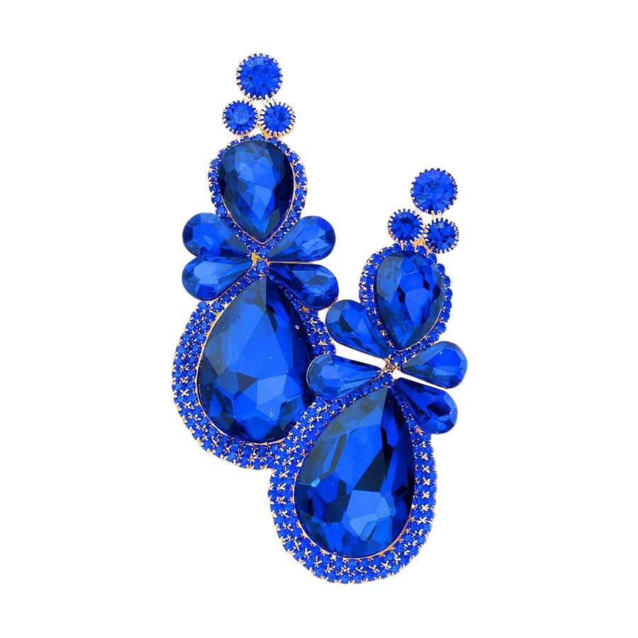 Teardrop Accented Dangle Evening Earrings - Madeline Love - Flyclothing LLC