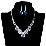 Teardrop Accented Rhinestone Necklace - Madeline Love - Flyclothing LLC