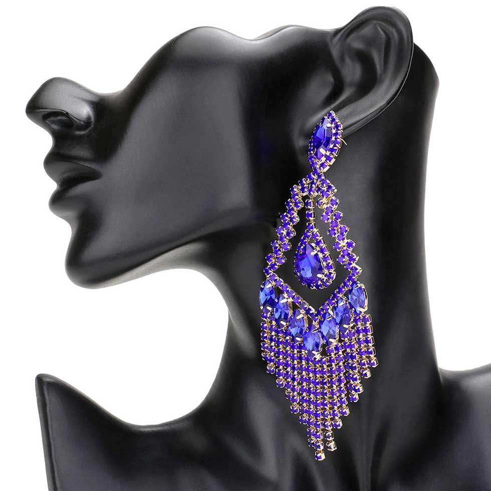 Teardrop Crystal Rhinestone Chandelier Evening Earrings - Madeline Love - Flyclothing LLC
