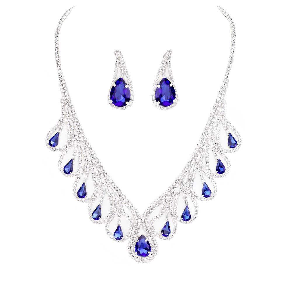 Teardrop Crystal Rhinestone Collar Necklace - Madeline Love - Flyclothing LLC