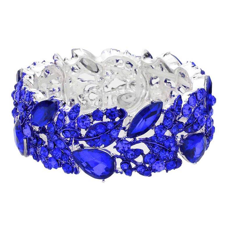 Teardrop Marquise Stone Cluster Stretch Evening Bracelet - Madeline Love - Flyclothing LLC