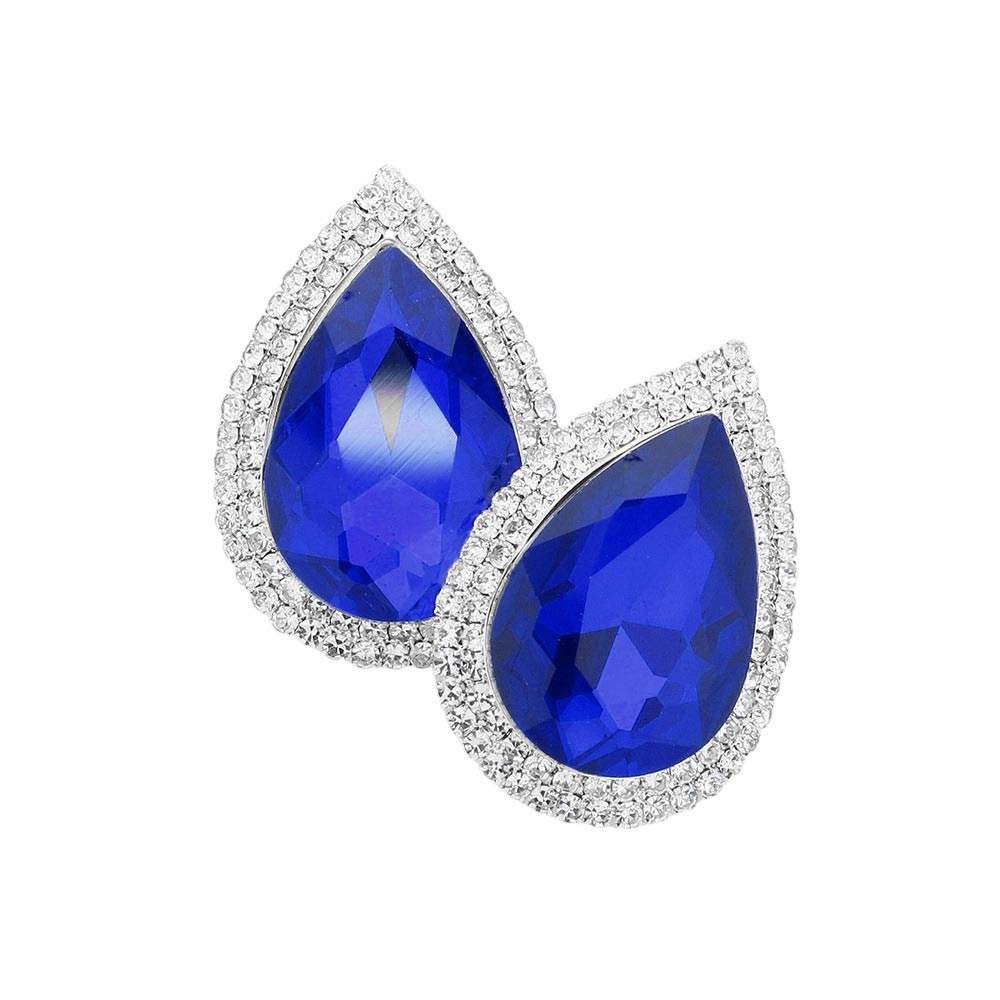 Teardrop Stone Accented Evening Earrings - Madeline Love - Flyclothing LLC
