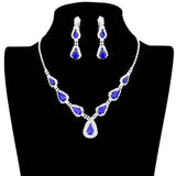 Teardrop Stone Accented Rhinestone Pave Necklace - Madeline Love - Flyclothing LLC