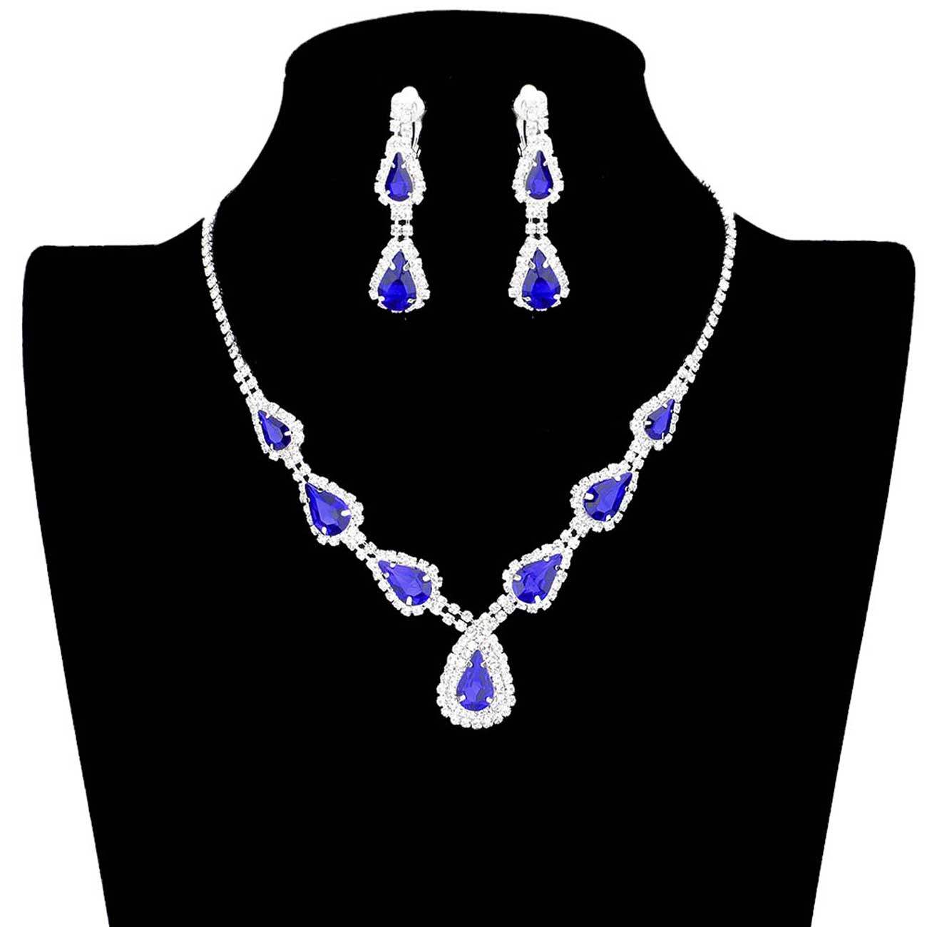 Teardrop Stone Accented Rhinestone Pave Necklace - Madeline Love - Flyclothing LLC