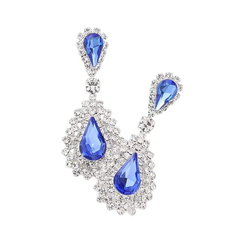 Teardrop Stone Dangle Evening Earrings - Madeline Love - Flyclothing LLC