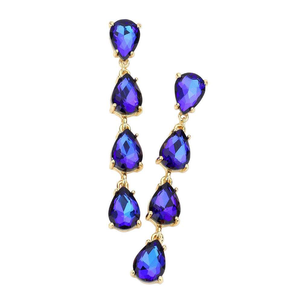 Teardrop Stone Link Dangle Evening Earrings - Madeline Love - Flyclothing LLC