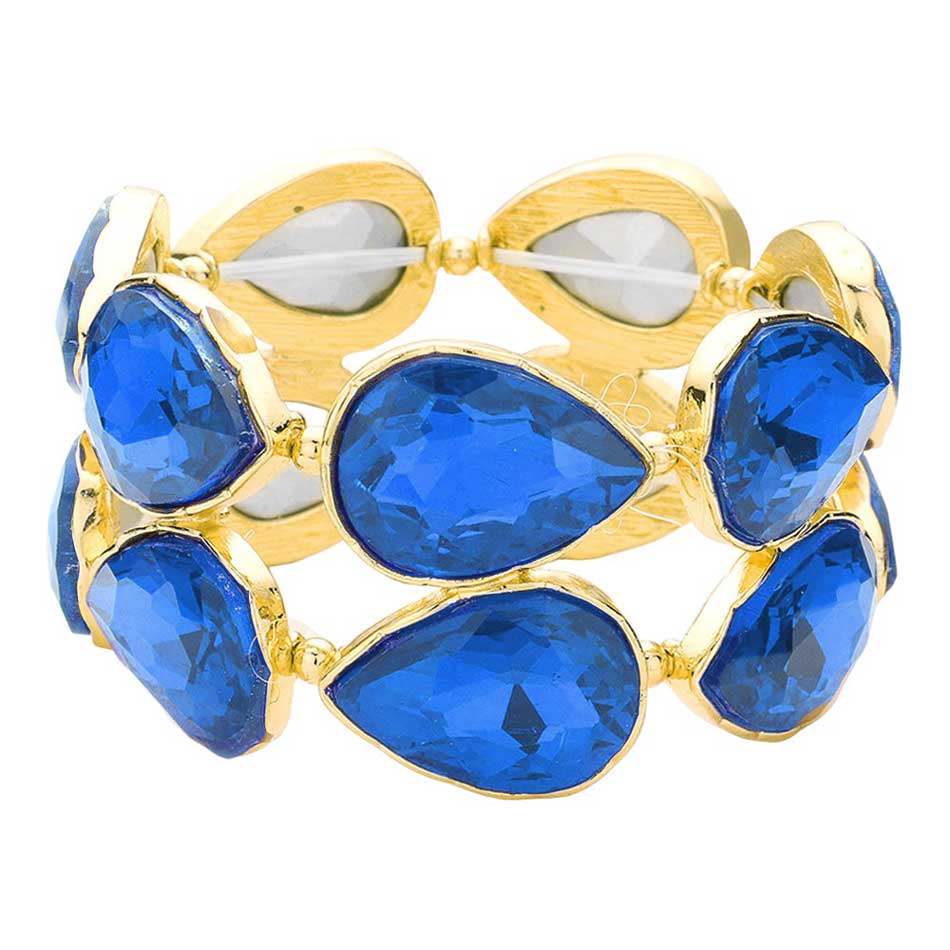 Teardrop Stone Stretch Evening Bracelet - Madeline Love - Flyclothing LLC