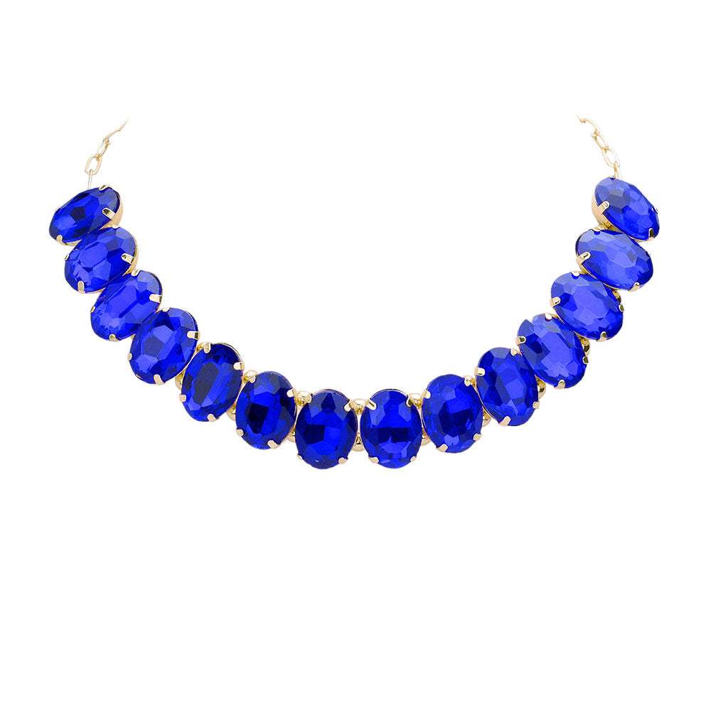 Oval Stone Evening Necklace - Madeline Love - Flyclothing LLC