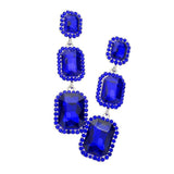 Triple Emerald Cut Stone Link Dangle Evening Earrings - Madeline Love - Flyclothing LLC