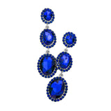 Triple Oval Glass Stone Drop Down Dangle Evening Earrings - Madeline Love - Flyclothing LLC
