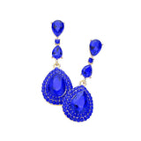 Triple Teardrop Stone Link Dangle Evening Earrings - Madeline Love - Flyclothing LLC