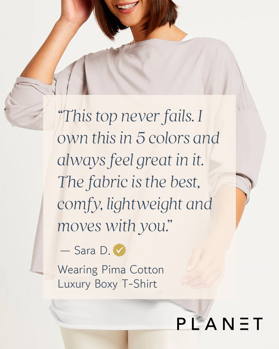 Pima Cotton Luxury Boxy T-Shirt - Lake - PLANET by Lauren G - Flyclothing LLC