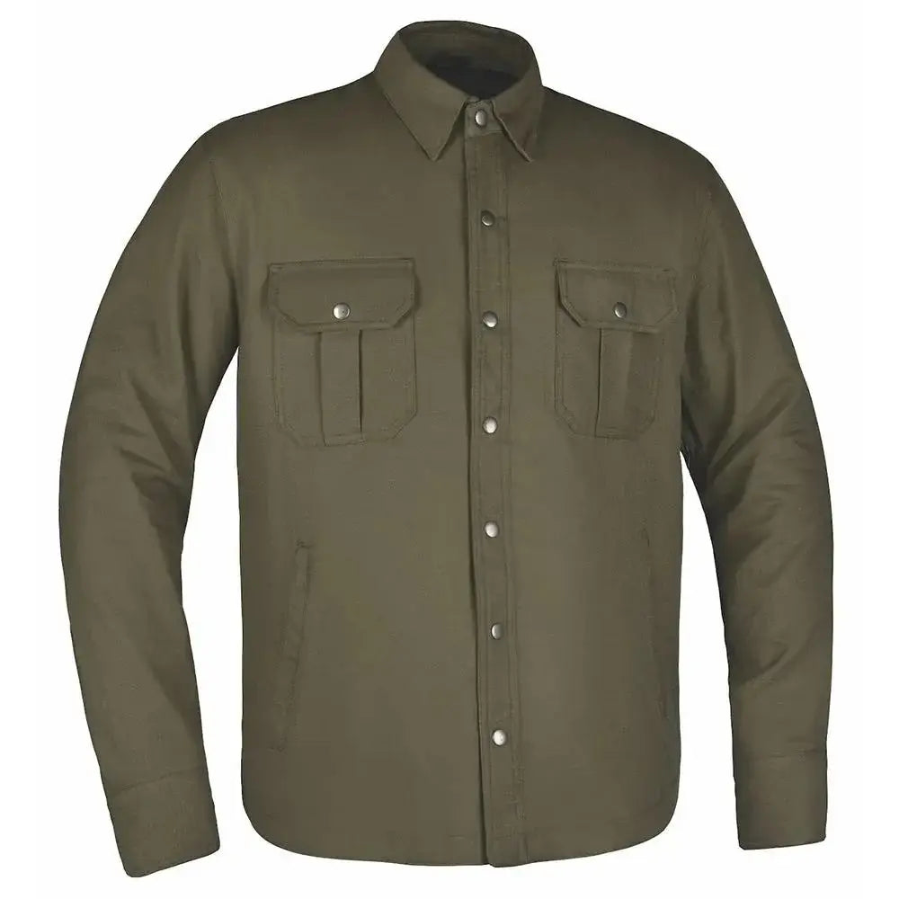 Sargeant - Mens Green Armored Flannel - Unik Just for Bikers - Flyclothing LLC