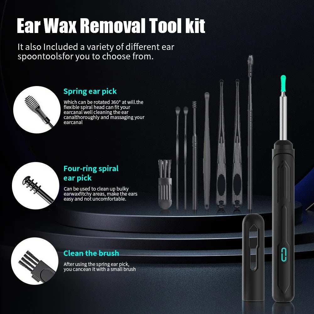 Ear Cleaner with Camera Set HD Ear Sticks Otoscope USB C Charging Endoscope Wax Removal Tool Earpick Ear Cleaning Set NK3 Pro - ZeeBelle.com - Flyclothing LLC