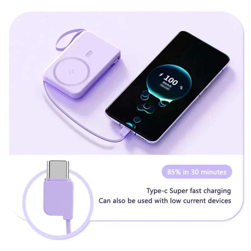 50000mah Mobile Power Bank 22.5w Fast Charging For Magsafe Wireless Charging Built-in Cables Portable Power Bank For IPhone - ZeeBelle.com - Flyclothing LLC