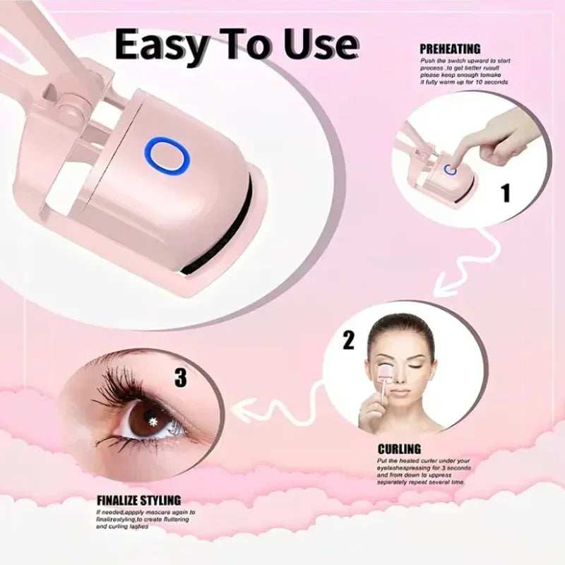 Electric Eyelash Curler USB Charging Model Fast Heating Portable Eye Lash Perm Shaping and Lasting Curling Thermal Eyelash Clip - ZeeBelle.com - Flyclothing LLC
