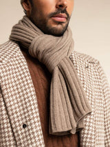 Napoli (brown) - Italian 100% cashmere ribbed scarf (unisex)