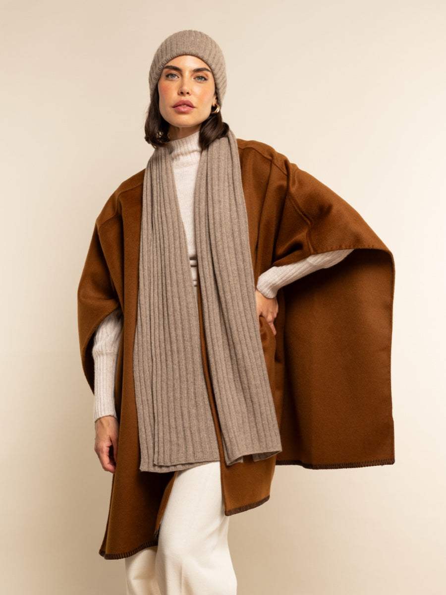 Napoli (brown) - Italian 100% cashmere ribbed scarf (unisex)