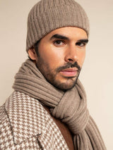 Napoli (brown) - Italian 100% cashmere ribbed scarf (unisex)