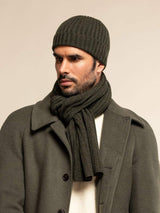 Napoli (dark green) - Italian 100% cashmere ribbed scarf (unisex)