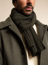 Napoli (dark green) - Italian 100% cashmere ribbed scarf (unisex)