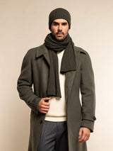 Napoli (dark green) - Italian 100% cashmere ribbed scarf (unisex)