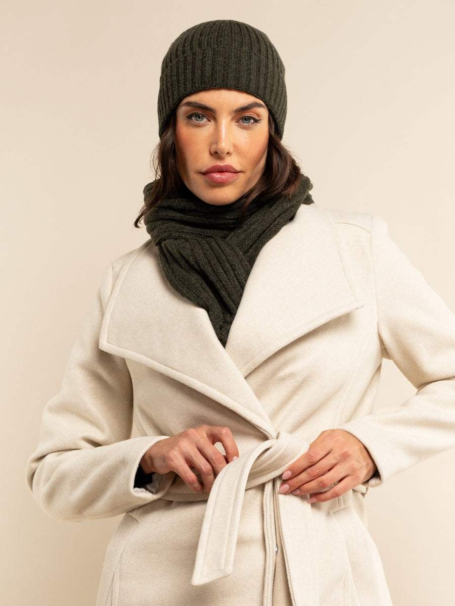 Napoli (dark green) - Italian 100% cashmere ribbed scarf (unisex)