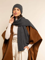 Napoli (dark grey) - Italian 100% cashmere ribbed scarf (unisex) - Leather Gloves Online - Flyclothing LLC