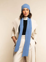 Napoli (light blue) - Italian 100% cashmere ribbed scarf (unisex)