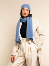 Napoli (light blue) - Italian 100% cashmere ribbed scarf (unisex)
