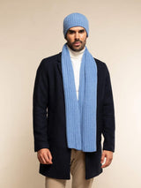 Napoli (light blue) - Italian 100% cashmere ribbed scarf (unisex)
