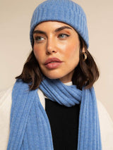 Napoli (light blue) - Italian 100% cashmere ribbed scarf (unisex)